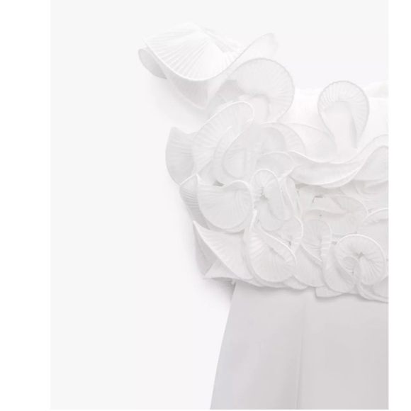 ZARA PLEATED RUFFLES BLOGGER  FAVORITES MINI DRESS SIZE LARGE - Picture 4 of 12